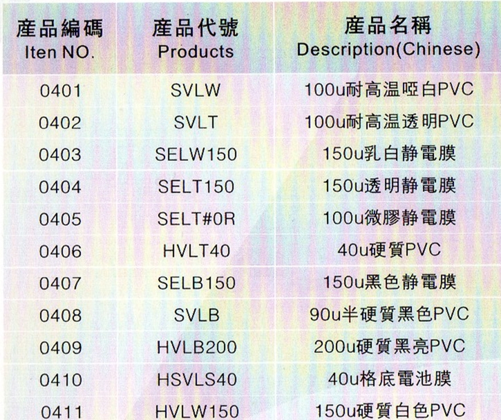 PVC標(biāo)簽材料